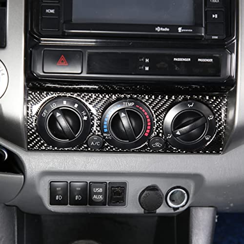 Soft Carbon Fiber Car Center Control Air Conditioning Adjustable Trim Sequins Stickers Trim Fit For Toyota Tacoma 2006 2007 2008 2009 2010 2011 2012 2013 2014 2015 (Black Carbon Fiber) - color: Black Carbon Fiber
