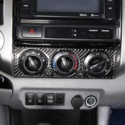 Soft Carbon Fiber Car Center Control Air Conditioning Adjustable Trim Sequins Stickers Trim Fit For Toyota Tacoma 2006 2007 2008 2009 2010 2011 2012 2013 2014 2015 (Black Carbon Fiber) - color: Black Carbon Fiber