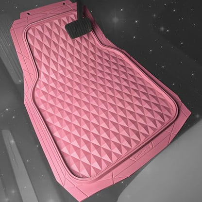 CAR PASS Heavy Duty Rubber Pink Car Floor Mats & Cargo Liners, Deep Dish All-Weather Trunk Mats Durable Anti-Slip 3D Rhombus Waterproof Trim to Fit Liner Universal Fit Auto,Sedan,SUV,Truck, Pink - color: pink with cargo liner