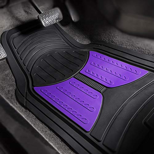 FH Group Monster Eye Full Set Rubber Floor Mats w. Trimmable Vinyl Trunk Liner/Cargo Mat Black- Fit Most Car, Truck, SUV, or Van (Purple/Black) F11313- F16403 - color: Purple /Black, style: Floor Mat + Cargo Mat Set