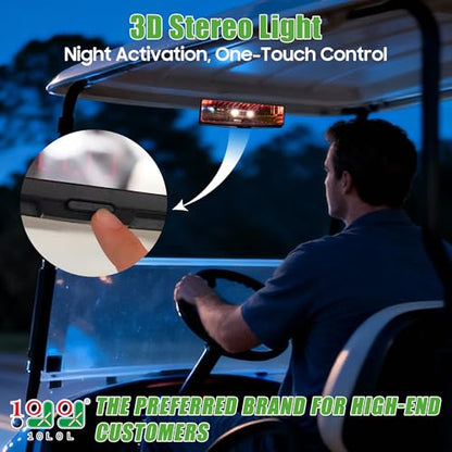 10L0L Wide View Mirror for EZGO, Golf Cart, Yamaha Universal Golf Car Rear View Mirror (3D Stereo Red Light) - style: 3D Stereo Red Light