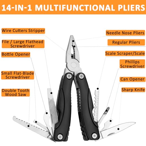 98 PCS Roadside Car Emergency Assistance Kit with Portable Air Compressor Jumper Cables Safety Hammer All in One Pliers Tool Set（Black） - color: Black