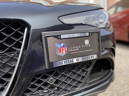 NFL Las Vegas Raiders Raider Nation Black Chrome License Plate Frame - 2-Screw Mount - color: Raiders