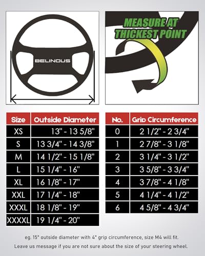 BELINOUS Leather Steering Wheel Cover Lace Up, Stitch on Steering Wheel Wrap, Universal Fit 13-20 Inch Car Truck Pickup Boat, A Whole Piece of Cowhide, DIY w/Needle Thread (Size L0, Light Beige) - color: Light Beige, size: L0