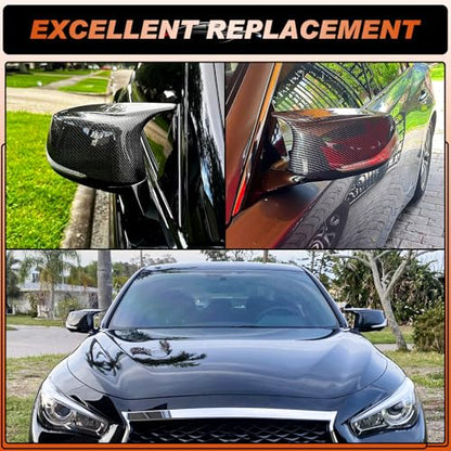 Carbon Fiber Mirror Cover Caps Rearview Side Mirror Covers Fit for Infiniti Q50 2014-2022 Infiniti Q60 2017-2022 Left Driver Side Right Passenger Side-2 PCS - size: Fit for Infiniti Q50 2014-2022-Carbon Fiber