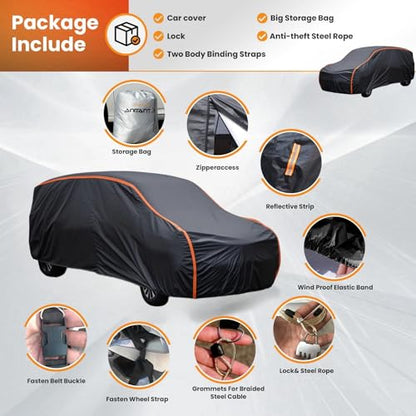 Super Lightweight Large Van Cover,Waterproof All Weather Car Cover Rain UV Protection Full Exterior Covers Fit Van Up to 228”Lx72 Wx72 H - color: Black(Air Pro), size: Size 20: MiniVan 2 (Under 229")