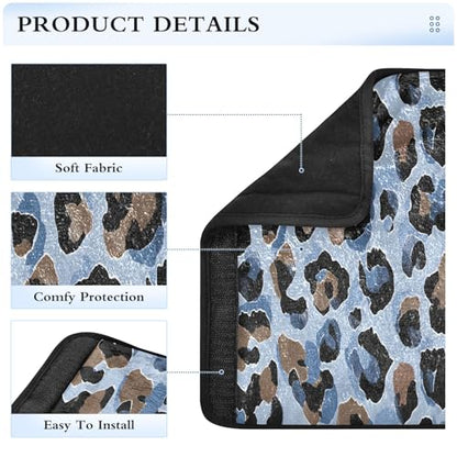 Bolaz Light Blue Leopard Cheetah Car Seat Strap Pads Seatbelt Covers Cushion Shoulder Strap Pads for Adults Soft 2Pcs - color: Light Blue Leopard cheetah, size: Medium