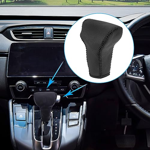 X AUTOHAUX Black Car Interior Faux Leather Gear Shifter Shift Knob Cover Transmission Shift Boot Lever for Honda CR-V 2017-2021 Black Stitches - color: Black