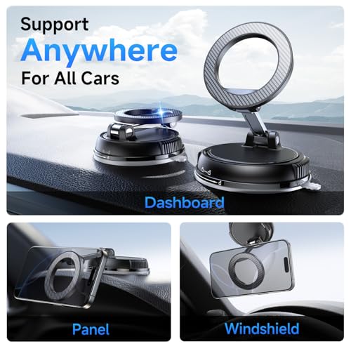 ANDERY Car Phone Holder for Magsafe [78+LBS Strongest Suction & 2400gf Strongest Magnetic] 360° Adjustable Car Phone Mount, Phone Holders for Your Car for iPhone 17-12 Pro Max Air Plus (Carbon Fiber) - color: Carbon Fiber