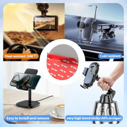 pop-tech 90mm(3.54") 4pcs 3M Sticky Pads Replacement for Car Phone Mount Windshield Dashboard,3M VHB Heat Resistance Circle Double Sided Heavy Duty Mounting Tape Adhesive for Suction Cup Phone Holder