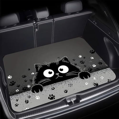 Universal Car Trunk Mat 29" x 39", Black Cat Paw Print All Weather Trunk Protection Cargo Liner, Durable Cargo Mat Rear Trunk Liner, Stylish Vehicle Interior Accessories Suitable for Most Car Models - color: Black Cat Paw Print