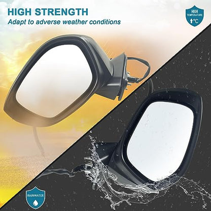 Left Driver side Mirror Fits 2022 2023 2024 2025 2026 HONDA CIVIC Sedan/Hatchback With Power Glass, Manual Folding, Match to Crystal Black Pearl Replace HO1320350 (3 Pins) - size: L-3Pins
