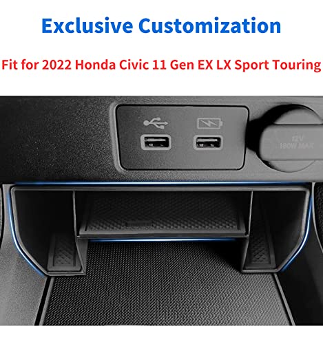2024 2023 Civic Center Console Organizer Tray for 2023 2022 Honda Civic 11th Gen Sedan Hatchback LX EX Sport Civic 2022 Accessories Civic 2023 Central Console Organizer Insert Tray - style: Civic Console Tray
