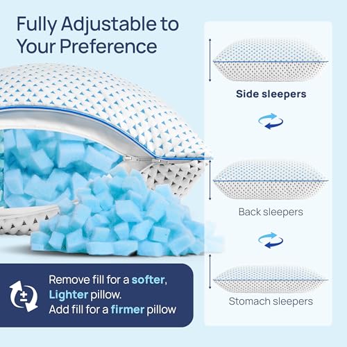 fulocean Small Cooling Memory Foam Pillow for Travel & Camping, Compressible Adjustable Pillow for Medium Firm Neck Knee Lumbar Support,Washable, Ideal Sleeping, Car, Airplane, Backpacking, Gifts - size: M - 18 x 13 Inch