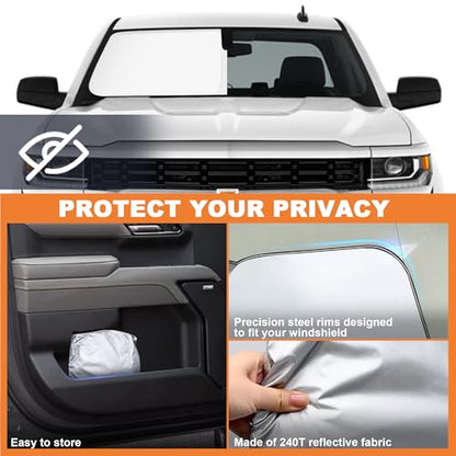 2026 Upgrade Front Windshield Sunshade fit for Chevrolet Silverado 2014-2019 Reflector Foldable Car Shade Automotive Windshield Sunshades for Chevrolet Silverado Windshield Sun Shade - size: Fit for Chevrolet Silverado 2014-2019