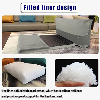Non-Slip Head Pillow for Recliners - Neck Support Cushion with Velvet Cover for Pain Relief at Home, Office and Travel (Light Gray) - color: Light Gray