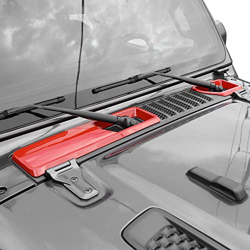 JWWY JL Wrangler Front Wiper Base Panel Protect Cover Trim Compatible with 2018-2025+ Jeep Wrangler JL JLU Gladiator JT Trunk Accessories Red - color: Red