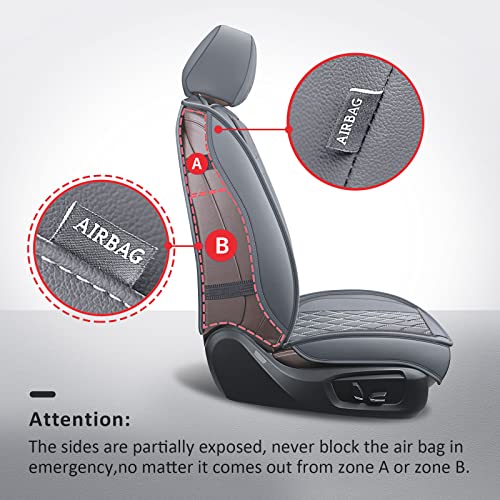 MIROZO Car Seat Covers Full Set - Leather Seat Covers Grey Breathable Vehicle Cushion Cover Fit for Most Sedan, Truck and SUV (Gray) - color: Gray, size: 5PCS Full Set