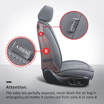 MIROZO Car Seat Covers Full Set - Leather Seat Covers Grey Breathable Vehicle Cushion Cover Fit for Most Sedan, Truck and SUV (Gray) - color: Gray, size: 5PCS Full Set