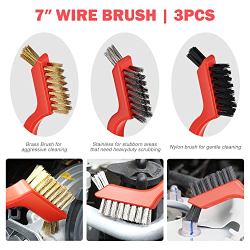 DNA Motoring Car Detailing Brush Cleaning Tools Set with Carry Bag for Auto Interior & Exterior Wheel Dashboard Vent, Red,TOOLS-00278 - style: Detailing Brush set Red