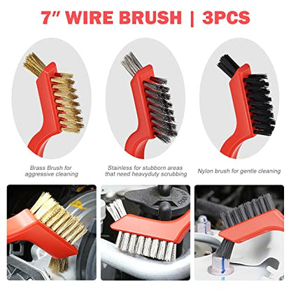 DNA Motoring Car Detailing Brush Cleaning Tools Set with Carry Bag for Auto Interior & Exterior Wheel Dashboard Vent, Red,TOOLS-00278 - style: Detailing Brush set Red
