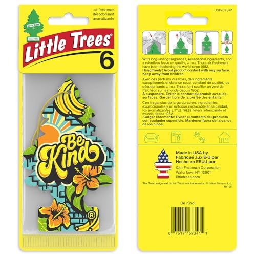 LITTLE TREES Car Air Freshener | Hanging Tree Provides Long Lasting Scent for Auto and Home | 24 Air Fresheners |Be Kind - color: Be Kind