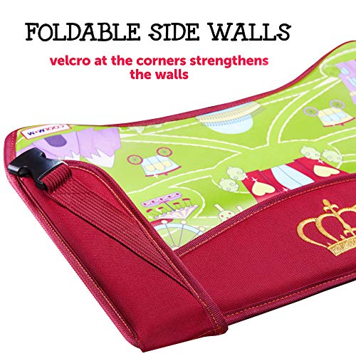 Coolmum Kids Travel Tray, Toddler Car Seat Tray, Double Sided Activity Organizer, Snack Lap Tray, Baby Stroller Table, Airplane Play Table, Waterproof and Foldable (Premium Red) - color: Premium Red