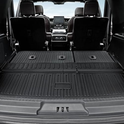 Cargo Mat for 2018-2024 Ford Expedition/Lincoln Navigator 7/8 Seats, Full Coverage All Weather Trunk Cargo Liner with 3rd Row Backrest Protectors (Not fit Max or L Model)
