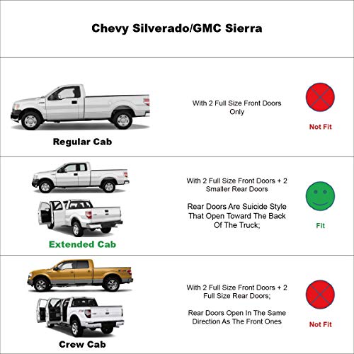 Original Side Window Wind Deflector for 2007-2013 Chevy Silverado/GMC Sierra 1500,2007-2014 2500HD/3500HD with Extended Cab, 4pcs Out-Channel Tape-On Rain Guards Set,Window Visor 94040 - size: 07-13 Extended Cab(Half Rear Door)