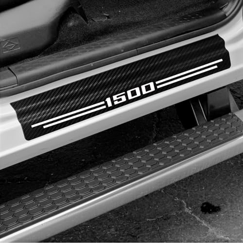 Car Door Sill Protectors Compatible with Dodge Ram 1500 Accessories - 4Pcs Carbon Fiber Anti-Scratch Decorative Sticker - Upgrade to Larger Area Protection - Truck paint protection Decal (1500, WHITE) - color: WHITE, size: 1500