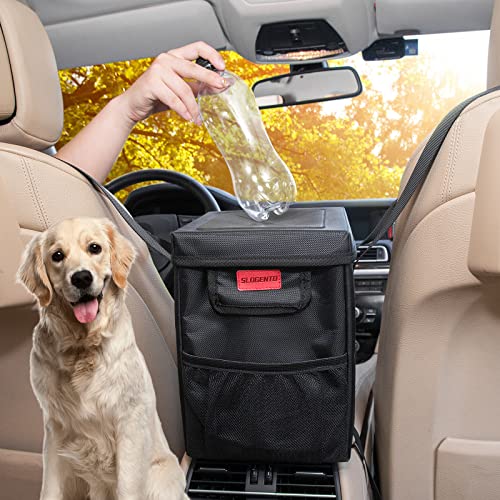Hanging Car Trash Bag with Lid, Collapsible Garbage Bag with Pockets, Car Garbage Can for Central Control Leak-Proof Storage Organizer Box 1.76 Gallon Capacity Multipurpose Trash Bin - color: Organizer Box