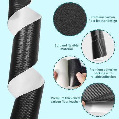 Bilisin 9PCS Car Door Sill Protector Compatible with Toyota RAV4 4th Gen 2016-2019,Carbon Fiber Leather Auto Trunk Door Sill Entry Guard Scratch Protector Accessories - size: for RAV4 4th Gen 2016-2019