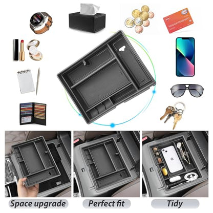 SKTU for 2021-2024 Nissan Armada/ 2022 2023 2024 Infiniti QX80 Center Console Organizer 2024 QX80/ 2024 Armada Console Tray 2023 2024 Armada Accessories (Front Driver's Row) - color: 2021-2024 Armada / 2022-2024 QX80 B