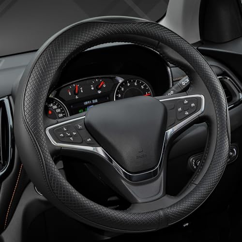 West Llama Microfiber Leather Car Steering Wheel Cover for Chevy Silverado,Tahoe,Equinox,Traverse,Trailblazer,Colorado (Black - Standard Size) - color: ['D-Black']