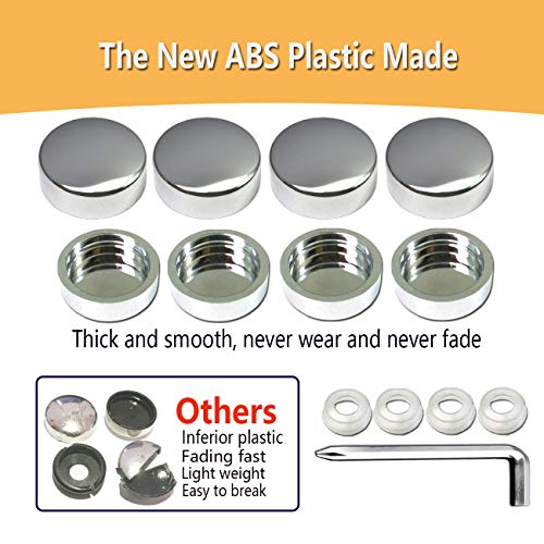 BGGTMO Chrome License Plate Screw Caps-Gloss Finish Screw Covers and License Plate Bolts, Rust Resistant License Plate Frames Hardware, Machine Plate Bolt Fastener Kits - color: Screw Caps-Chrome