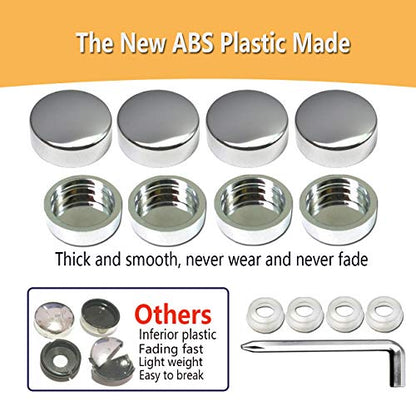 BGGTMO Chrome License Plate Screw Caps-Gloss Finish Screw Covers and License Plate Bolts, Rust Resistant License Plate Frames Hardware, Machine Plate Bolt Fastener Kits - color: Screw Caps-Chrome