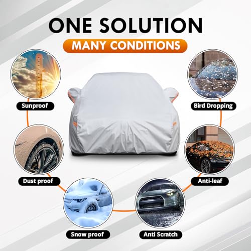 All-Weather BMW 5 Series Car Cover Waterproof All Weather, 6 Layers Heavy Duty Car Tarp Custom Fit for 2007–2026 BMW 528i, 530i, 540i, M550i, 530e, 550e, M5, i5, xDrive Sedan - size: BMW 5Series
