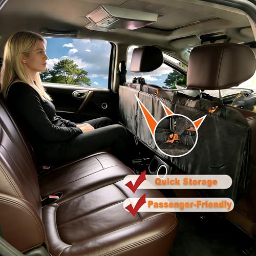 Back Seat Extender, Dog Car Seat Cover for Back Seat, 100% Waterproof Scratchproof Pet Car Hammock with 6 Pads, Durable Nonslip Dog Seat Cover for Cars, Trucks, SUVs