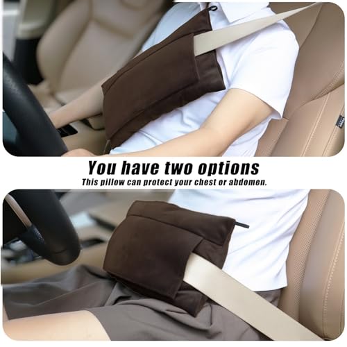 Super Soft Seatbelt Pillow, Seat Belt Pillow for Mastectomy Post-Surgery, Seat Belt Cushion for Heart Surgery Recovery, Hysterectomy Abdominal Incision Recovery Seatbelt (Chocolate, Large) - color: Chocolate