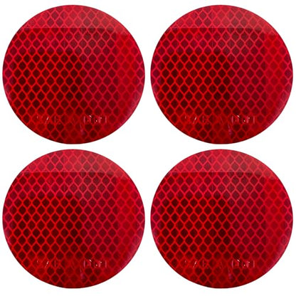 All Star Truck Parts 3" Inch Round DOT-SAE Amber/Red High Visibility Reflective Strong Stick-On Prism Reflector Weatherproof Trailer Camper RV Flatbed Fender Property Boat Marine (Red, Qty 4) - color: Red, size: Qty 4
