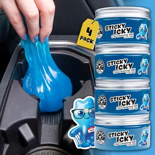 Chemical Guys Sticky Icky Car Cleaning Gel, Green Apple, Interior Car Cleaner, Reusable Automotive Crevice & Interior Dust Cleaner for Air Vents, Consoles, Cup Holders & Keyboards, 4 Pack (100g Each) - size: 3.5 Ounce (Pack of 4), style: Green Apple