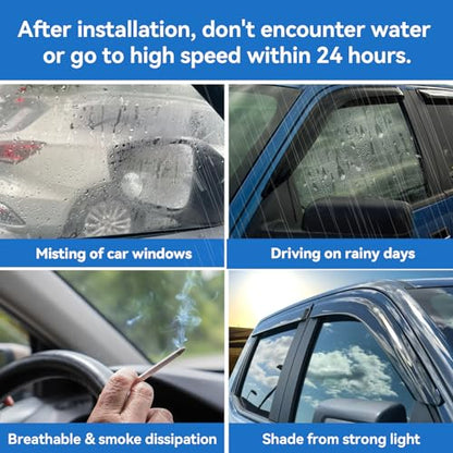 Window Rain Guards for 2014-2018 Chevy Silverado/GMC Sierra 1500 Crew Cab & 15-19 Silverado/Sierra 2500HD 3500HD, Window Visor Vent Wind Shade Deflector Shield Protector Sun, for Full-Size Cab Only - size: For 14-19 Silverado/ Sierra crew cab