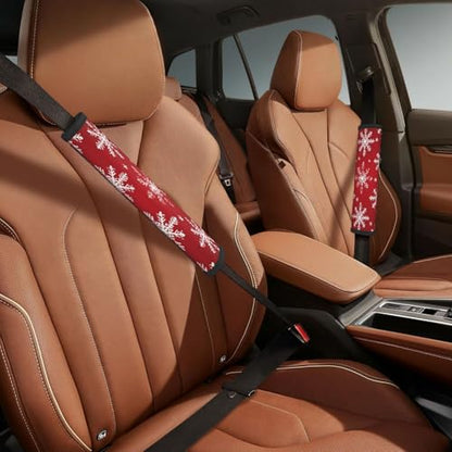 Seat Belt Cover Pad Christmas Snowflakes Pattern Soft Safety Car Automotive Seat Belt Pads Cushion Shoulder Strap Covers for Cars or Bags, 2 Pcs - color: Christmas Snowflakes Pattern