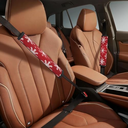 Seat Belt Cover Pad Christmas Snowflakes Pattern Soft Safety Car Automotive Seat Belt Pads Cushion Shoulder Strap Covers for Cars or Bags, 2 Pcs - color: Christmas Snowflakes Pattern