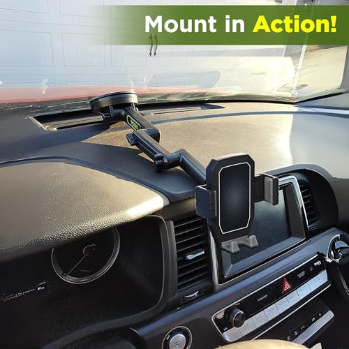 Cell Phone Mount for Truck Phone Holder for Truck Drivers - Heavy Duty Suction Cup, iPhone Holder for Dashboard Window 16.9 inch Long, for iPhone & Samsung, 18 Wheeler Trucker, Gray