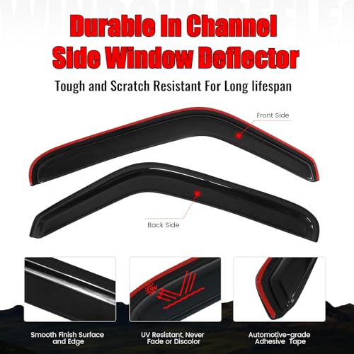 Window Visor Compatible with 1993-2011 Ford Ranger Mazda, in Channel Style Dark Smoke Tint Acrylic Shade Rain Sun Guard Wind Vent Air Deflector by IKON MOTORSPORTS, 1994 1995 1996 1997 1998 1999