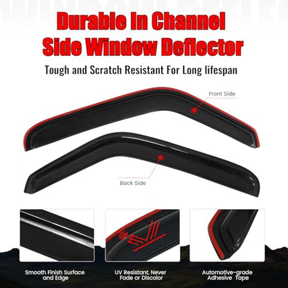Window Visor Compatible with 1993-2011 Ford Ranger Mazda, in Channel Style Dark Smoke Tint Acrylic Shade Rain Sun Guard Wind Vent Air Deflector by IKON MOTORSPORTS, 1994 1995 1996 1997 1998 1999
