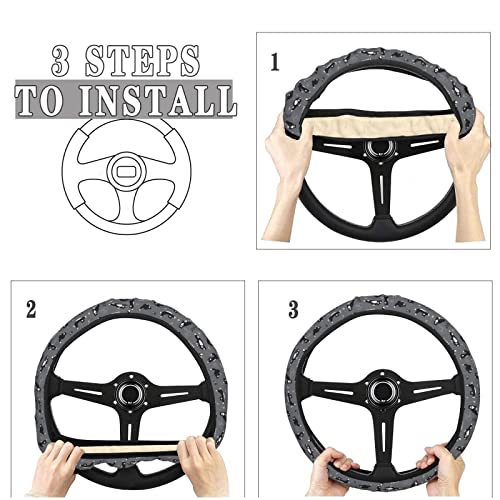 Funny Yoga Cats Pattern Steering Wheel Cover for Women, Girls 15 inch Universal Auto Car Anti Slip Wrap Steering Wheel Covers Fit for Vehicles, Truck,SUV