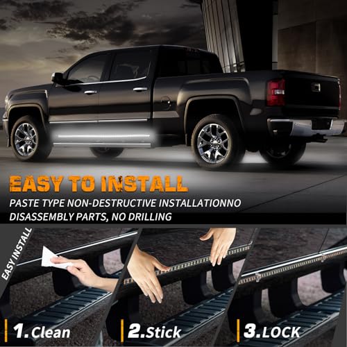XRIDONSEN 2PCS 60 inch White Running Board Lights Strip 720 LED Emergency Strobe Lights Flashing Warning Hazard Safety Waterproof Side Lights for Trucks Construction Vehicles Pickup SUV Jeep - color: White