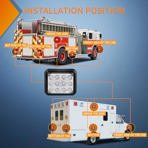 Nilight 12LED Magnetic Wireless Trailer Lights 2PCS Rechargeable Portable Hazard Beacon Warning Light Blue Emergency Strobe Light for Trucks Trailers Vehicles Cars Bus Surface Mount - color: 12LED Blue